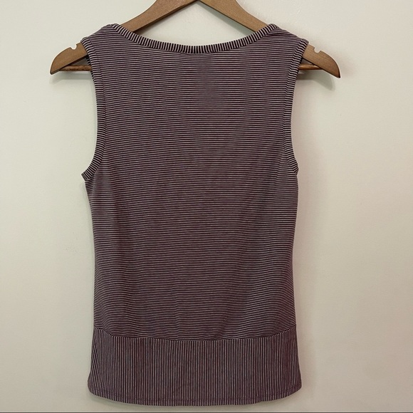ModCloth Striped Tank Top Scoop Neck Purple and White Small - Picture 2 of 5